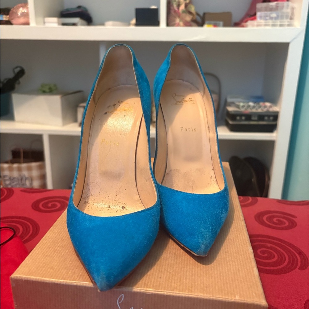 Louboutin Blue Suede Pumps
